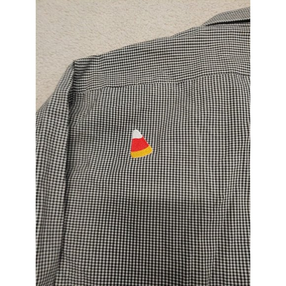 Mili Designs Button up Shirt Womens Medium Halloween Ghost‎ Black white Checked - Picture 14 of 15